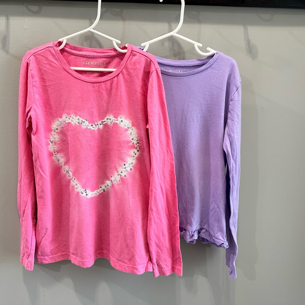 Crewcuts Girls' Long Sleeve TeePink Heart Sequin Long Sleeve Tee